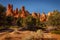 Beautiful trail between red mountain peaks in Dixie National Forest, Utah