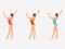 Beautiful training yoga poses. Girl exercises. Set of women doing sports, dancing, Pilates, jumping, fitness. Sport women vector