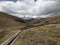 Beautiful tranquil lagoon in secred valley Peru, calm quite background, panoramic view with magician lake