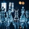 Beautiful transparent glass chess pieces - ai generated image