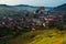 Beautiful Transylvanian saxon village and fortified church in morning sunlight