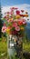 Beautiful Trash Receptacles Covered With Zinnia Petals In Mount Rainier National Park