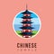 Beautiful travel landmarks chinese temple design vector. China Travel and Attraction, Landmarks, Tourism , Traditional Culture