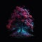 Beautiful Tree Shape In Red Purple Fire On Black Background. Generative AI