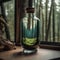 beautiful trees and objects view in glass bottle ai generated image