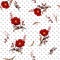 Beautiful trendy and softy blooming red flowers seamless pattern