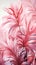 Beautiful tropical art with pink palm leaves in the style of monochromatic realism, white and light pink color, serene atmosphere.