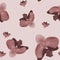 Beautiful tropical bright beige background. Seamless branches pattern orchids. Repeating texture with floral monochrome flowers.