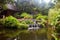 Beautiful tropical garden with waterfall in Thailand hotel