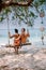 Beautiful tropical island beach - Koh Kham, Trat Thailand Pattaya Asia, couple relax on tropical Island