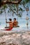 Beautiful tropical island beach - Koh Kham, Trat Thailand Pattaya Asia, couple relax on tropical Island