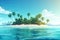 A Beautiful Tropical Island With Palm Trees and Beaches With Turquoise Sea Water in Summer - Generative AI