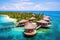 Beautiful tropical Maldives resort hotel and island with beach and sea, Perfect aerial landscape, luxury tropical resort or hotel