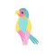 Beautiful Tropical Parrot with Iridescent Plumage Vector Illustration