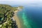 Beautiful tropical sea in summer season image by Aerial view drone shot, high angle view