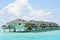 Beautiful tropical view with overwater villas