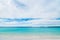 Beautiful tropical white sand beach in blue lagoon and blue sky space. Australia, Hyams Beach, NSW