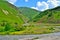 Beautiful Truso valley with meadows and high mountains, Georgia.