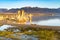 Beautiful tufa formations at Mono Lake with calm waters during sunrise. Eastern Sierra Nevada California