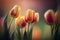 Beautiful tulip flowers bloom in the garden. AI Generative