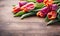 Beautiful tulip flowers bouquet and bokeh background