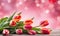 Beautiful tulip flowers bouquet and bokeh background