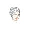 Beautiful Turban Girl Hairstyle, Moslem Hijab Girl Vector Design. Logo Illustration