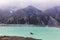 Beautiful turqouise Tasman Glacier Lake and Rocky Mountains of the Mount Cook National Park