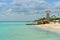 Beautiful turquoise blue water at Bayahibe beach in Dominican Republic