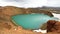 Beautiful turquoise color lake crater, located in the northeast of Iceland, Krafla geothermal area near Lake Myvatn
