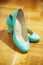 Beautiful turquoise female shoes for the bride