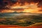 Beautiful Tuscany landscape at sunset. Italy, Europe. Beautiful sunset on the rolling hills of Tuscany, Italy, AI Generated