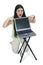 Beautiful Tween Girl Pointing To Laptop Screen