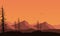 Beautiful twilight skies with stunning mountain views from the suburbs. Vector illustration