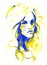 Beautiful Ukraine yellow blue woman face. watercolor