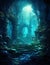 beautiful Underwater cave with hidden treasures Background Digital Paper clipart