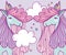 Beautiful unicorns clouds stars fantasy magic cartoon