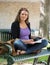 Beautiful University Student On Bench