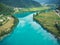 Beautiful unreal emerald green water in Most na Soci, Slovenia