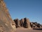 Beautiful unreal landscape of the Wadi RAM desert Jordan - beautiful mountains on the background blue sky