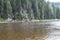 Beautiful Ural landscape river and mountain View