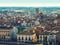Beautiful urban panorama of the Catalan town of Tarrega - aerial view. Typical Spanish village