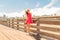 Beautiful urban woman, girl on pier