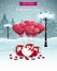 Beautiful Valentines day card width street lights heart shape balloons