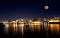 Beautiful Valletta at night with full moon in blue dark sky background with the stars