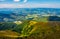 Beautiful valley in countryside view from hillside