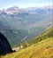 Beautiful valley and mountain view from the Highline Hiking Trail in Glacier National Park Montana