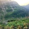 Beautiful valley view from the Highline Hiking Trail in Glacier National Park Montana