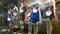 Beautiful various women`s national Bavarian costumes dirndl on shop window