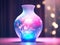 Beautiful vase with holographic glowing reflections.Generative AI